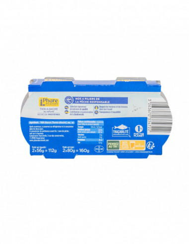 Thon albacore au naturel 2x56G