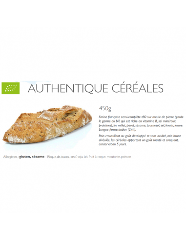 Pain "Authentique aux céréales" 450g bio