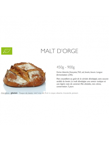 Pain "Malt d'orge" 450g bio