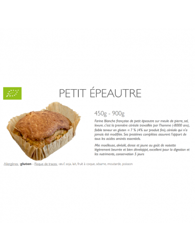 Pain "Petit épeautre" 450g bio