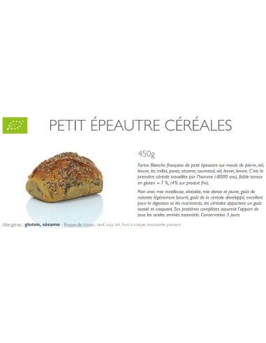 Pain "Petit épeautre & céréales" 900g...