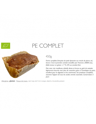 Pain "Petit épeautre complet" 450g bio