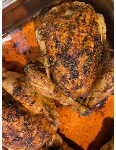 Poulet rôti fermier et pommes de terre